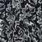 1 Yard Soft Cotton Corduroy Fabric Black White Gray Oak Leaves Print